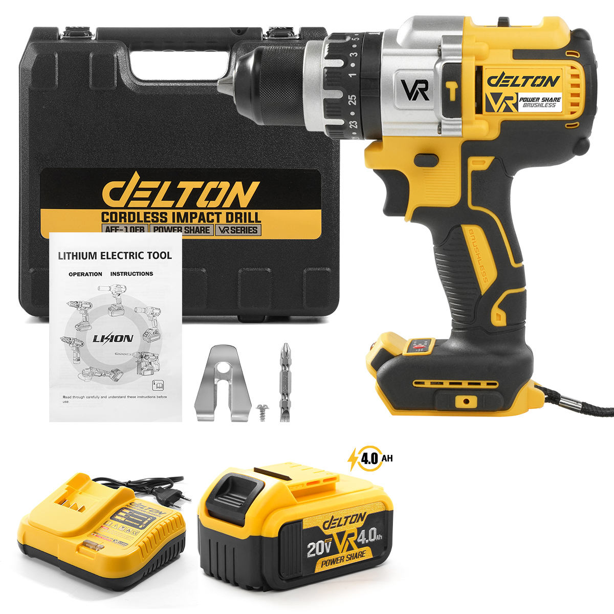 สว่านไร้สาย (พร้อมแบตเตอรี่) DELTON รุ่น AFF-10EB VR-SERIES 20V 4AH_1